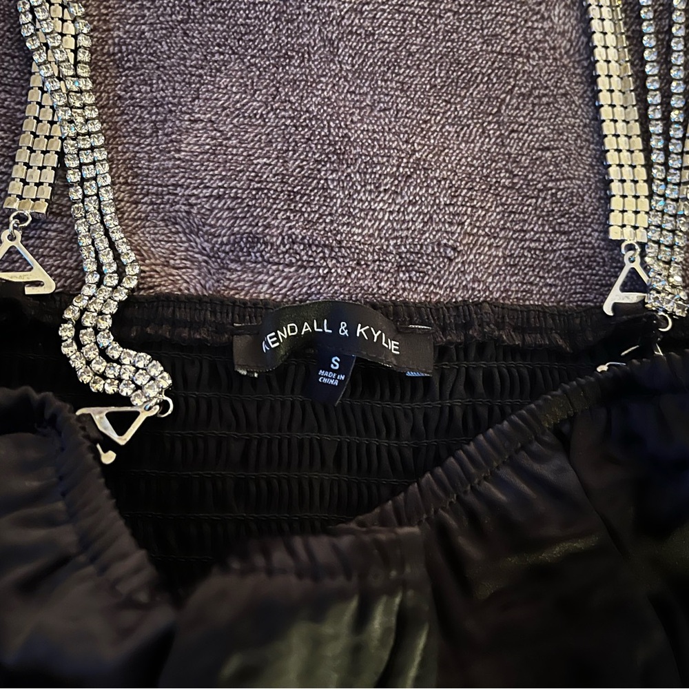 Kendall & Kylie Black Bustier with Rhinestone Straps